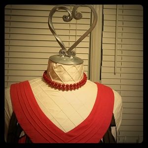 Long Vintage Monet Red Necklace